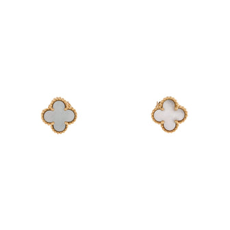 Van Cleef & Arpels Sweet Alhambra Stud Earrings 18K Yellow Gold and Mother of Pearl