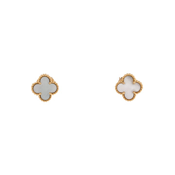 Van Cleef & Arpels Sweet Alhambra Stud Earrings 18K Yellow Gold and Mother of Pearl