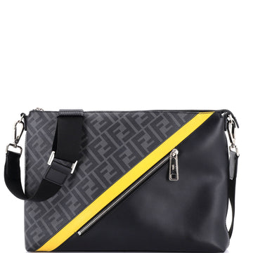 Fendi Front Zip Messenger Zucca Coated Canvas and Leather Large