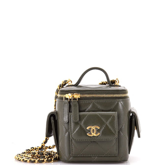 Chanel Polly Pocket Top Handle Vanity Case Quilted Lambskin Mini