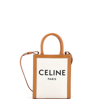 Celine Vertical Cabas Tote Canvas with Leather Mini