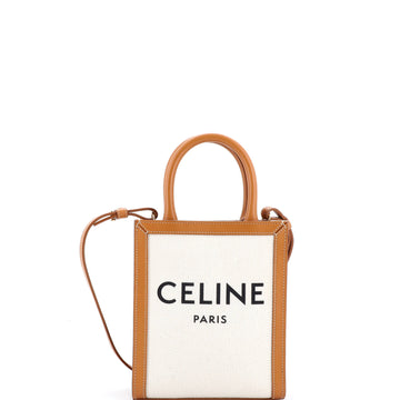 Celine Vertical Cabas Tote Canvas with Leather Mini