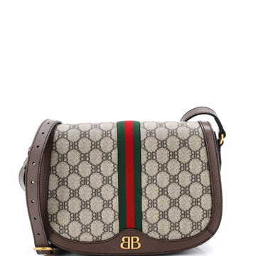 Gucci x Balenciaga The Hacker Project Flap Messenger Bag BB Coated Canvas Medium