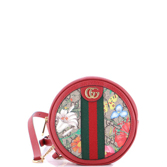 Gucci Ophidia Round Backpack Flora GG Coated Canvas Mini