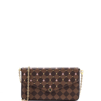 Louis Vuitton Felicie Pochette Flower Printed Studded Damier