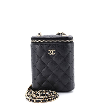 Chanel Vertical Classic Vanity Case with Chain Quilted Caviar Small