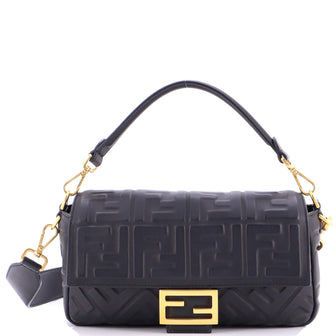 Fendi Baguette NM Bag Zucca Embossed Leather Medium