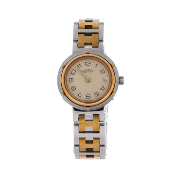 Hermes Clipper Quartz Watch Stainless Steel with Plated Metal 24