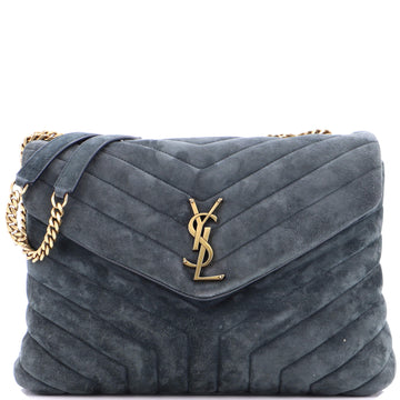 Saint Laurent Loulou Shoulder Bag Matelasse Chevron Suede Medium