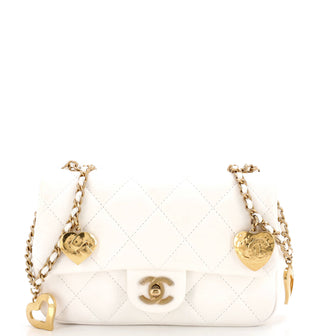 Chanel Heart Charms Flap Bag Quilted Lambskin Mini