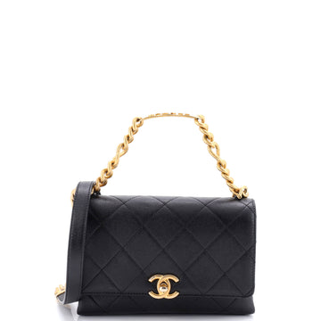 Chanel Bracelet On Chain Flap Bag Quilted Caviar Mini