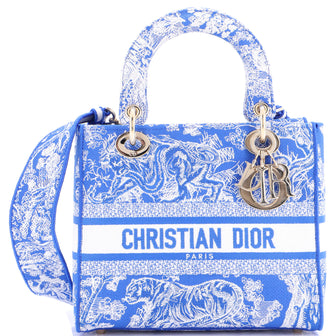 Christian Dior Toile de Jouy Lady D-Lite Bag Embroidered Canvas