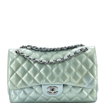 Chanel Classic Double Flap Bag Quilted Patent Jumbo