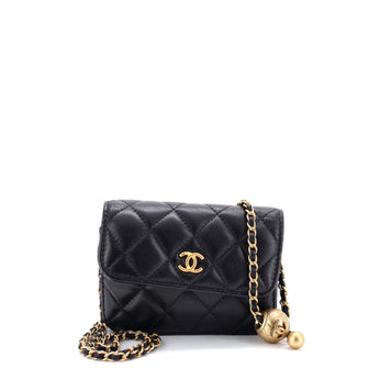 Chanel Pearl Crush Flap Clutch with Chain Quilted Lambskin Mini