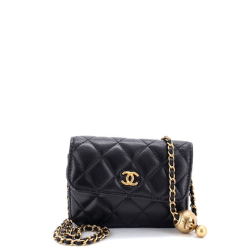 Chanel Pearl Crush Flap Clutch with Chain Quilted Lambskin Mini