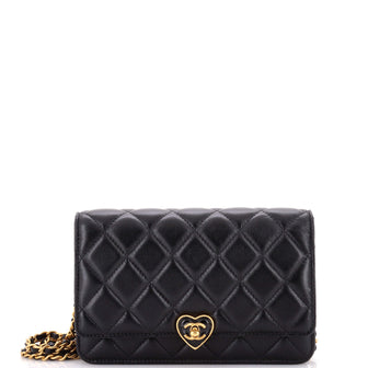 Chanel Coco Love CC Heart Wallet on Chain Quilted Lambskin