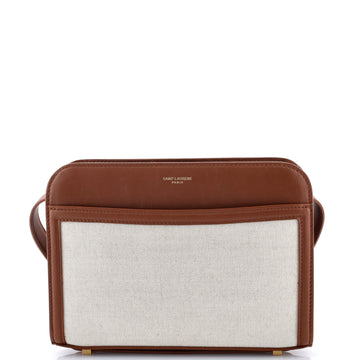 Saint Laurent Reversed Shoulder Bag Canvas and Leather