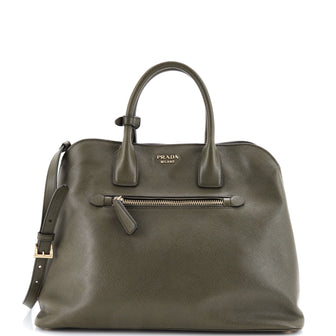 Prada Cuir Promenade Front Zip Tote Saffiano Leather Large