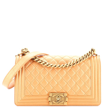 Chanel Boy Flap Bag Quilted Metallic Calfskin Old Medium