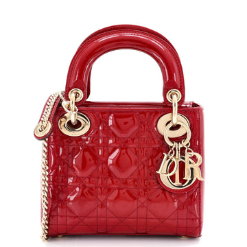 Christian Dior Lady Dior Chain Bag Cannage Quilt Patent Mini