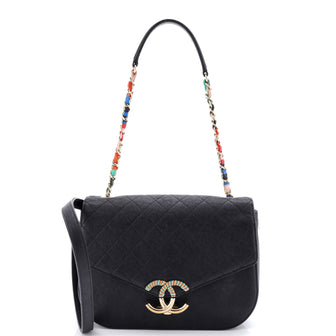 Chanel Thread Around Flap Bag Quilted Caviar Medium