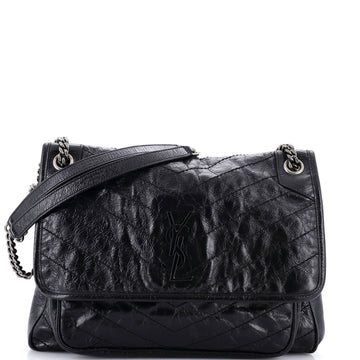 Saint Laurent Niki Chain Flap Bag Matelasse Chevron Leather Large