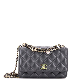Chanel Flap Bag Charms Strap Wallet on Chain Quilted Lambskin
