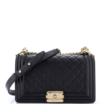 Chanel Boy Flap Bag Quilted Caviar Old Medium
