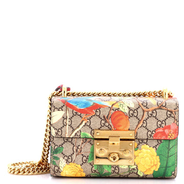Gucci Padlock Shoulder Bag Tian Print GG Coated Canvas Small