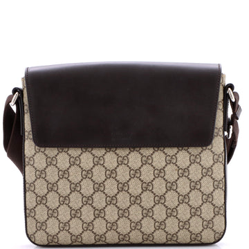 Gucci Flap Messenger Bag GG Coated Canvas with Leather Medium