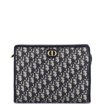 Christian Dior 30 Montaigne Zip Pouch Oblique Canvas Medium