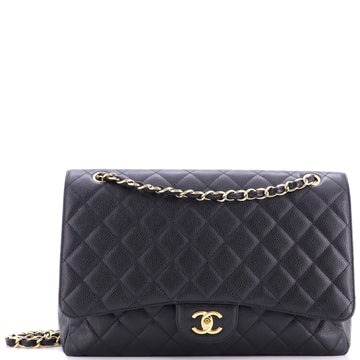 Chanel Classic Single Flap Bag Quilted Caviar Maxi