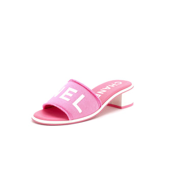 Chanel Women's Logo Mule Sandals Cotton