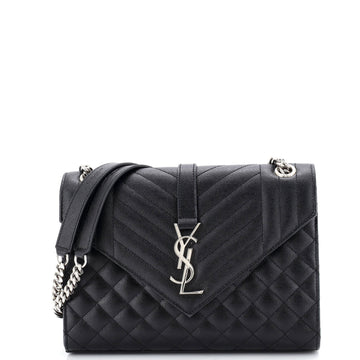 Saint Laurent Classic Monogram Envelope Satchel Mixed Matelasse Leather Medium