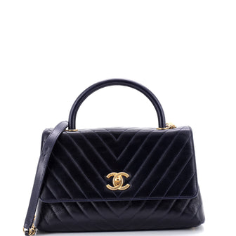 Chanel Coco Top Handle Bag Chevron Calfskin Small