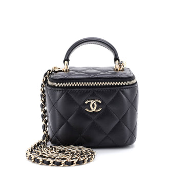 Chanel Classic Top Handle Vanity Case with Chain Quilted Lambskin Mini
