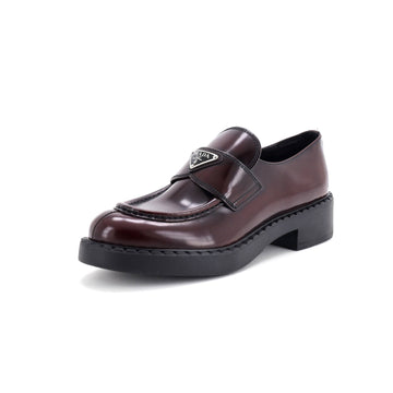 Prada Women's Triangle Logo Loafers Spazzolato Leather