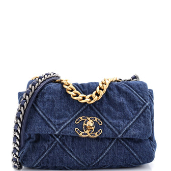 Chanel 19 Flap Bag Quilted Denim Medium