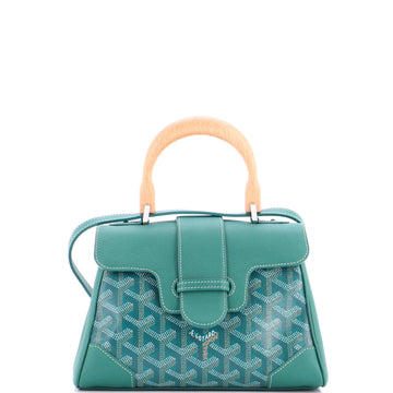 Goyard Saigon Top Handle Bag Coated Canvas with Leather Mini