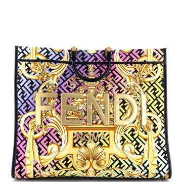 Versace x Fendi Fendace Sunshine Shopper Tote Printed Zucca Jacquard Large