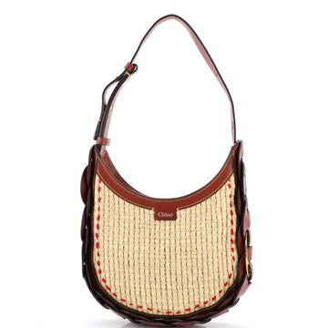 Chloe Darryl Hobo Raffia and Leather Small