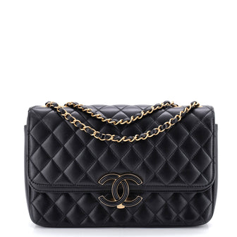 Chanel CC Chic Double Flap Bag Quilted Lambskin Medium