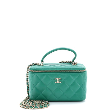 Chanel Classic Top Handle Vanity Case with Chain Quilted Lambskin Small