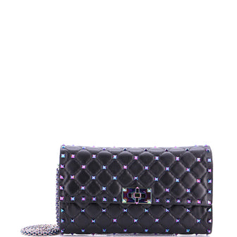 Valentino Garavani Rockstud Spike Wallet on Chain Quilted Leather Small