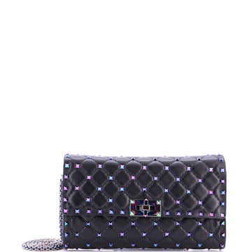Valentino Garavani Rockstud Spike Wallet on Chain Quilted Leather Small