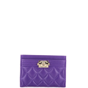 Chanel Boy Card Holder Quilted Lambskin