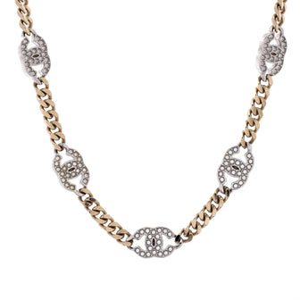 Chanel CC Link Choker Necklace Metal with Crystals