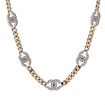 Chanel CC Link Choker Necklace Metal with Crystals