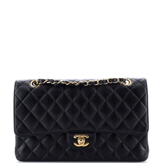 Chanel Classic Double Flap Bag Quilted Caviar Medium