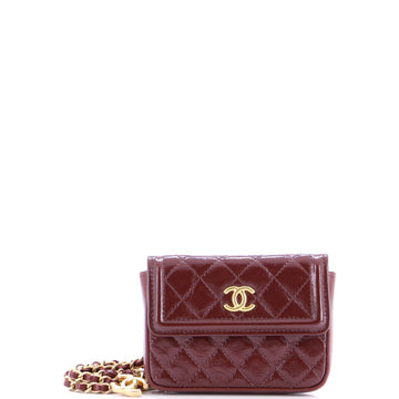 Chanel CC Flap Chain Belt Bag Quilted Shiny Aged Calfskin